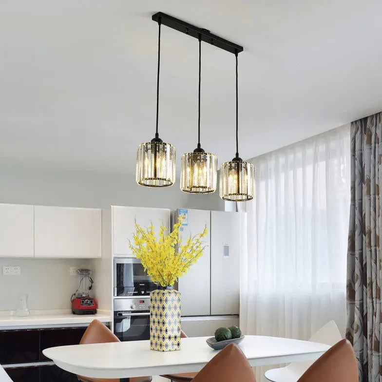 Transparent Cylindrical Glass Pendant Light