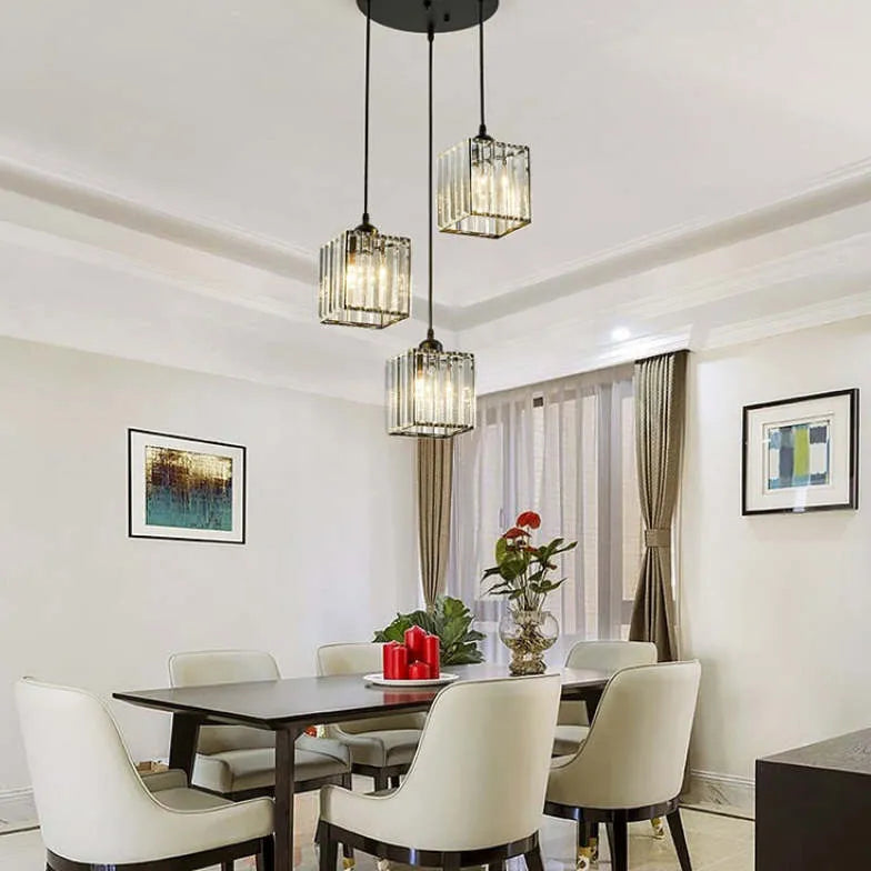 Transparent Cylindrical Glass Pendant Light