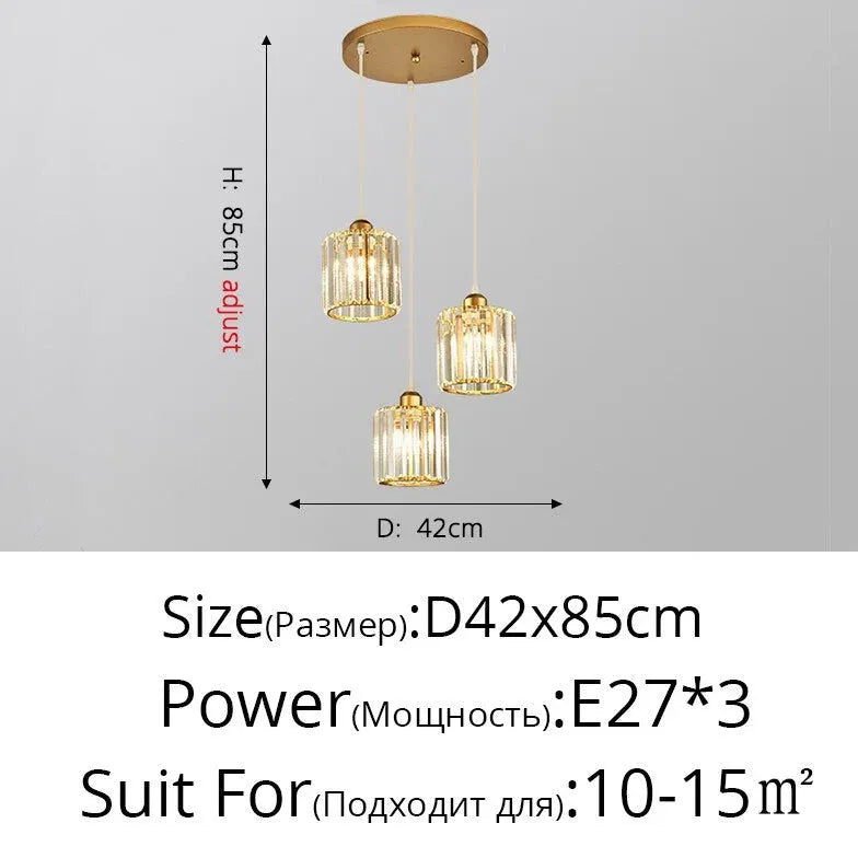 Transparent Cylindrical Glass Pendant Light