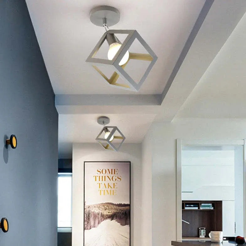 Geometric Metal Frame Black Modern Ceiling Light