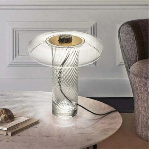 Glass Swirl Transparent Column Table Lamp