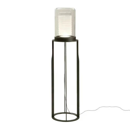 Black Cylindrical Transparent Shade Floor Lamp