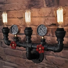 Aplique de pared industrial de metal con diseño de tubería para salón
