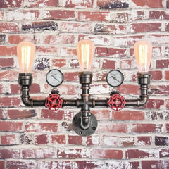 Aplique de pared industrial de metal con diseño de tubería para salón