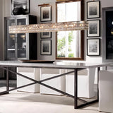 Lámpara colgante rectangular de cristal moderno con LED para comedor