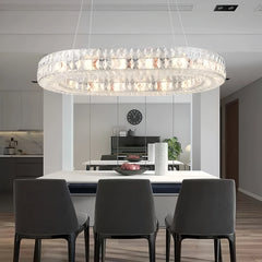 Lampara colgante de cristal ovalado LED de lujo para comedor