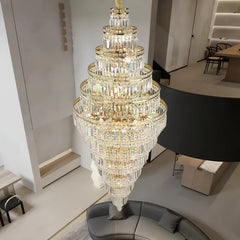 Lampara colgante para escalera de cristal gran tamaño con LED lujo