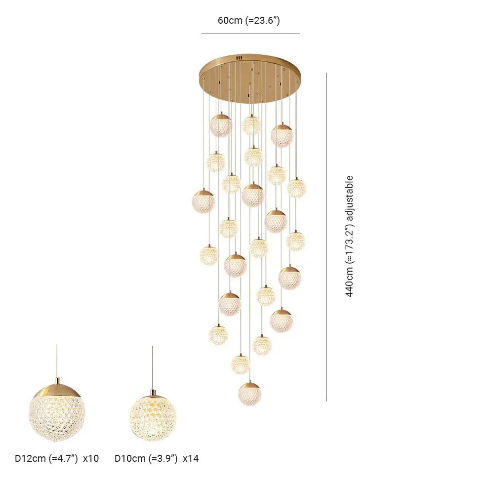 Spherical Multi-Head Luxury Hall Pendant Light