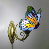 Aplique de pared Tiffany con forma de mariposa de cristal 