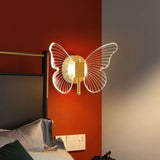 Aplique de pared mariposa LED moderno dorado