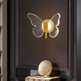 Aplique de pared mariposa LED moderno dorado