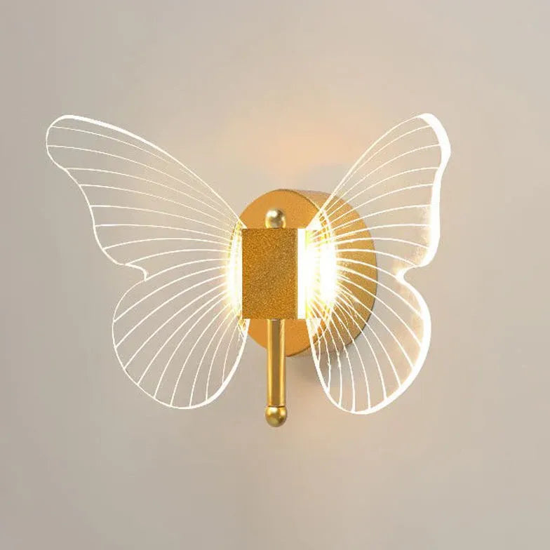 Aplique de pared mariposa LED moderno dorado