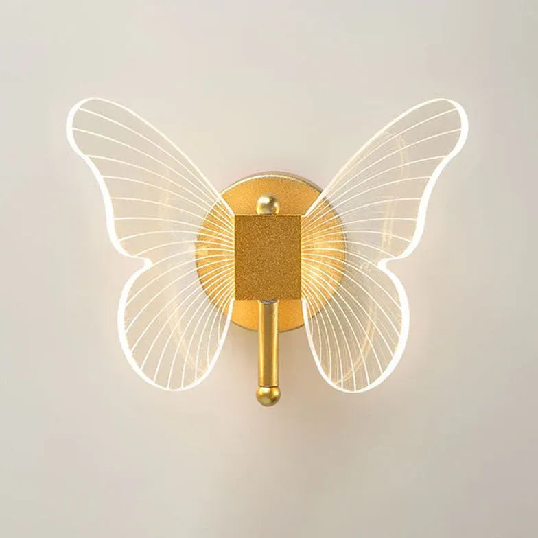 Aplique de pared mariposa LED moderno dorado