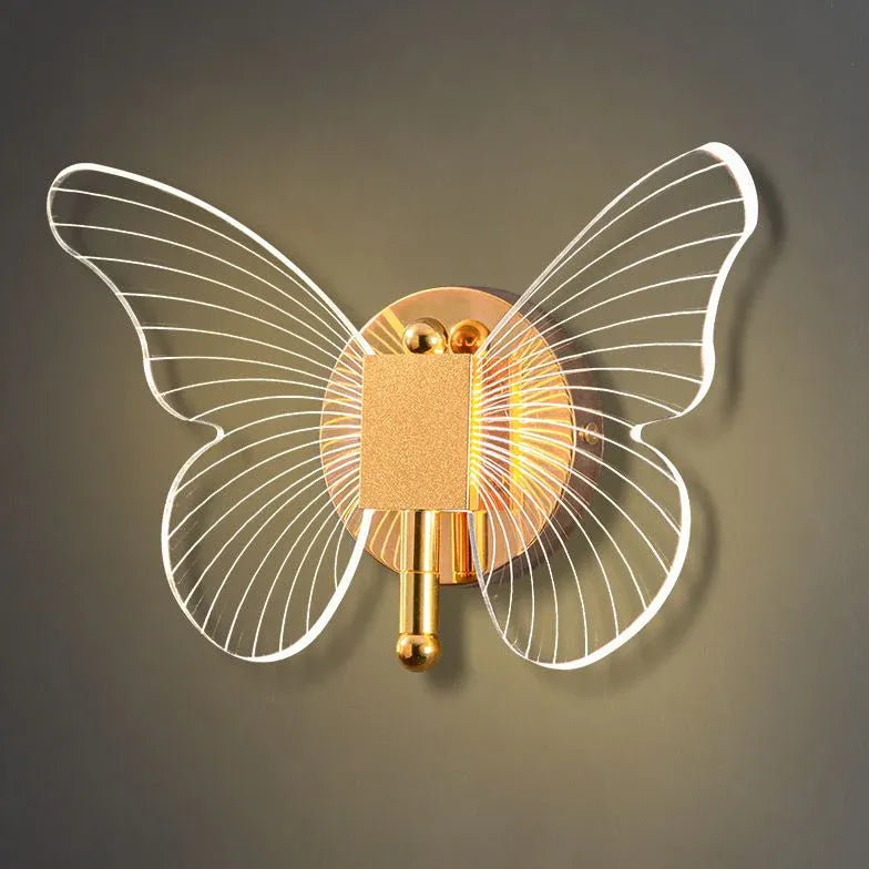 Aplique de pared mariposa LED moderno dorado