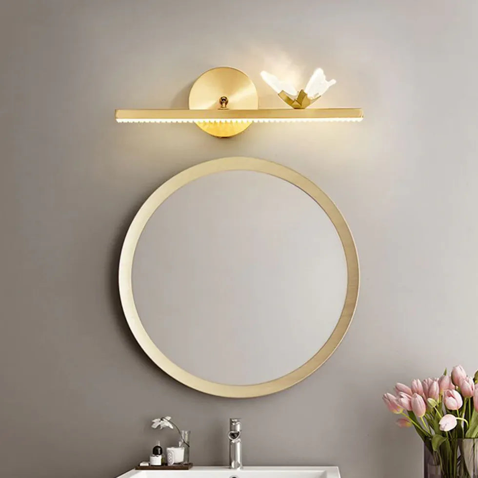 Gold Butterfly Linear Led Bathroom Wall Lights