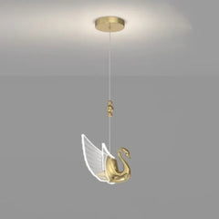 Lamparas de techo colgantes doradas diseño cisne para dormitorio