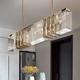 Lámpara colgante de cristal LED rectangular de lujo para comedor