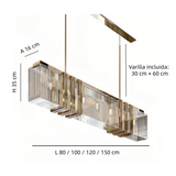 Lámpara colgante de cristal LED rectangular de lujo para comedor