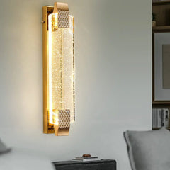 Apliques dorados de pared para dormitorio moderno de cristal