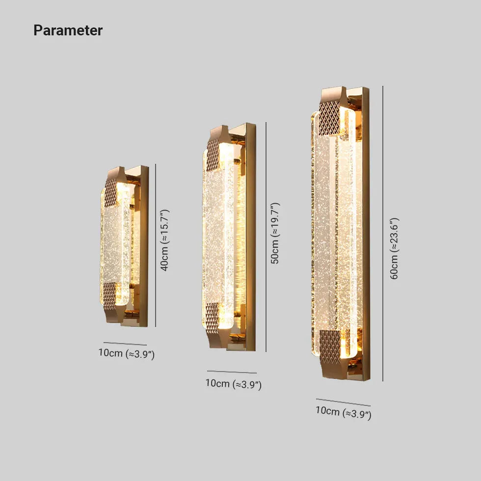 Rectangle Bubble Glass Gold Wall Lights