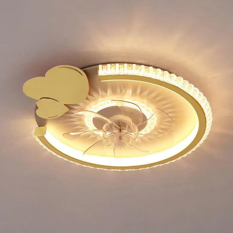 Round Ceiling Fan for Bedroom Pendant Light