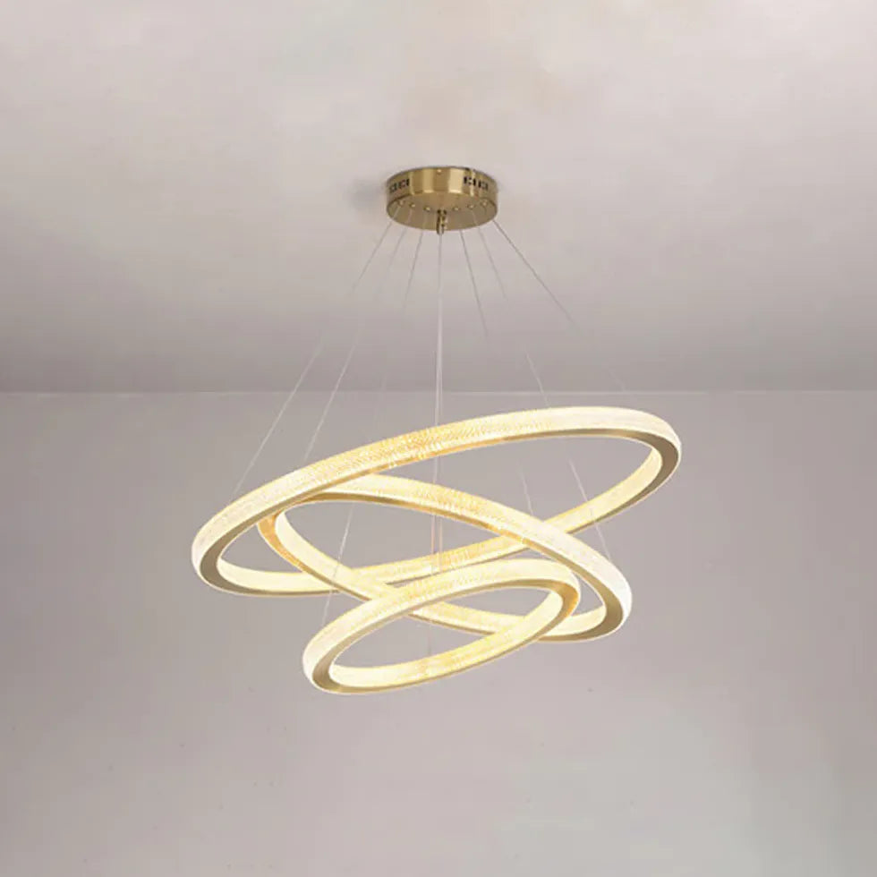 Crystal Gold Ring Modern Pendant Light