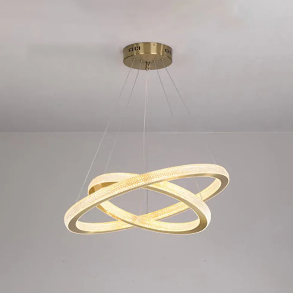 Crystal Gold Ring Modern Pendant Light