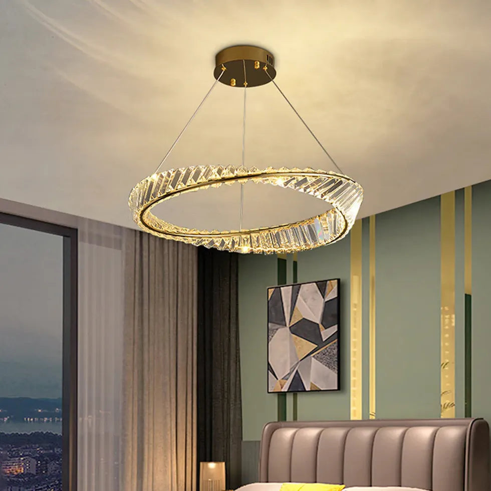 Wavy Round Ring Modern Crystal Pendant Light