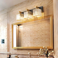 Apliques de pared de laton LED cuadrada dorada para baño