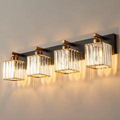 Apliques de pared de laton LED cuadrada dorada para baño