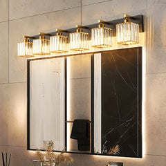 Apliques de pared de laton LED cuadrada dorada para baño