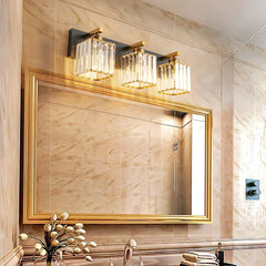 Apliques de pared de laton LED cuadrada dorada para baño