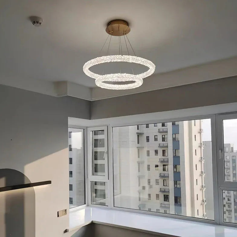 Circular Weaving Crystal Modern Pendant Light