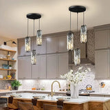 Multi-Head Cylinder Gold Crystal Modern Pendant Light