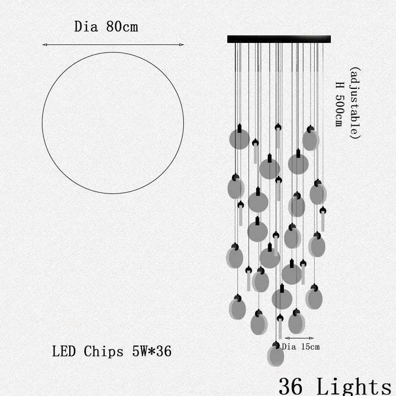 Lámpara colgante moderna de cristal redondo dorado 