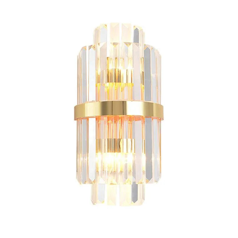 Gold Columnar Crystal Bedroom Wall Lights