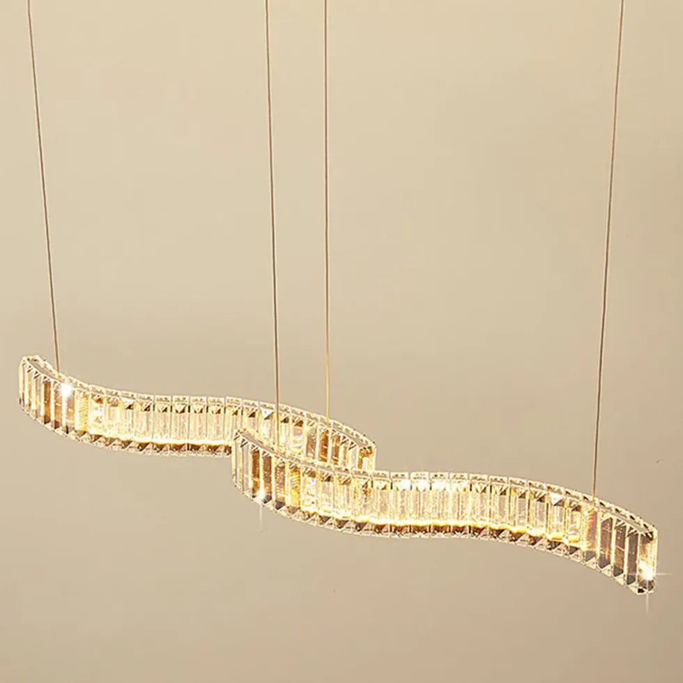 Two-Wave Crystal Pendant Light for Dining Room