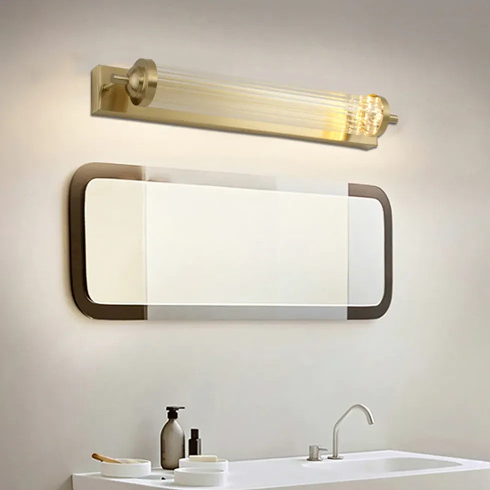 Aplique de pared acanalado para baño dorado 