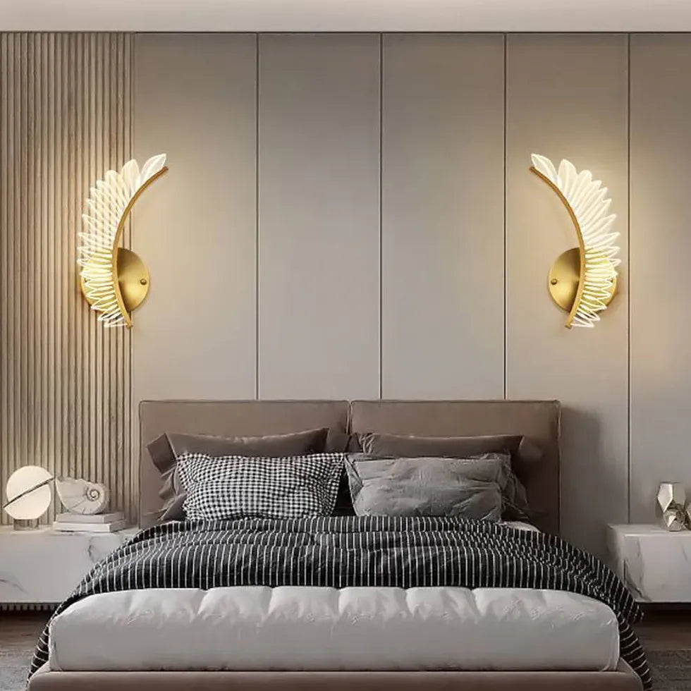 Apliques de pared de cristal con forma de ala 