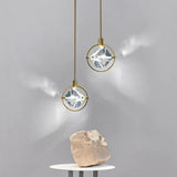 Metal Frame Round Crystal Pendant Light