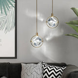 Metal Frame Round Crystal Pendant Light