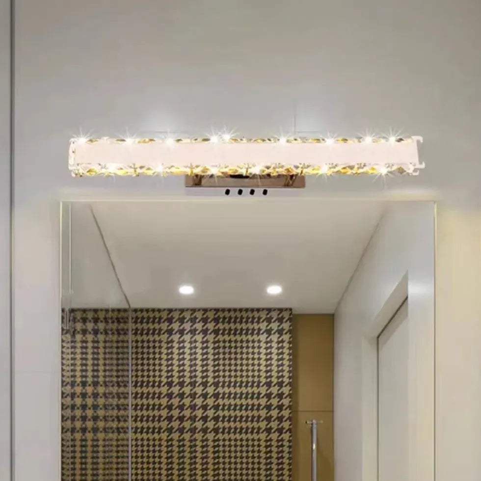 Luces LED de espejo para baño de lujo con cristales dorados 