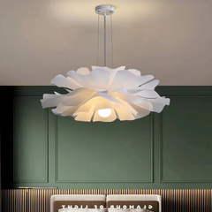Lámpara colgante de flor moderna romántica LED regulable blanca para dormitorio