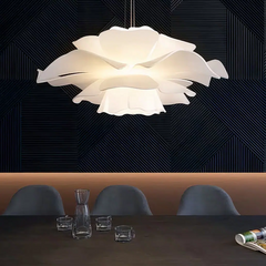 Lámpara colgante de flor moderna romántica LED regulable blanca para dormitorio