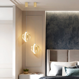 Lámpara Anillo Colgante LED Regulable en Altura Dorada para Dormitorio Moderno