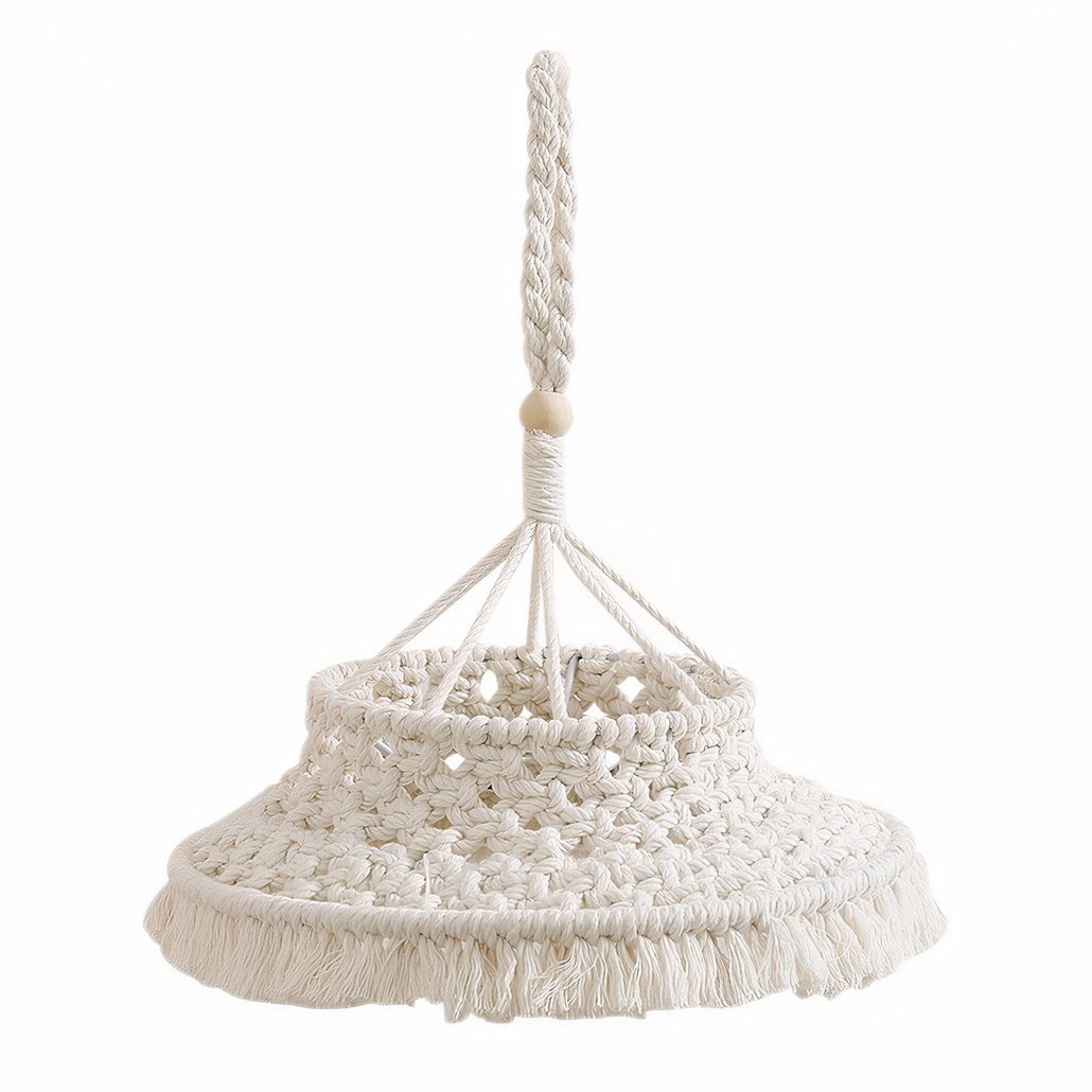 Lámpara de Macramé Colgante LED Blanca Estilo Bohemio para Dormitorio