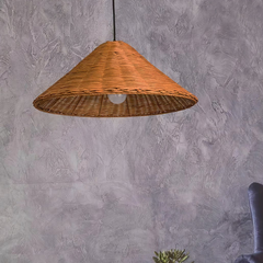 Lámparas de Mimbre Colgantes LED Vintage Forma Sombrero para Comedor