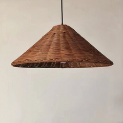 Lámparas de Mimbre Colgantes LED Vintage Forma Sombrero para Comedor