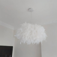 Lámpara Colgante Plumas Blanca Nórdica Forma Nube LED para Dormitorio