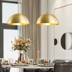 Lámpara LED Colgante de Latón Dorado Vintage Regulable en Altura para Comedor